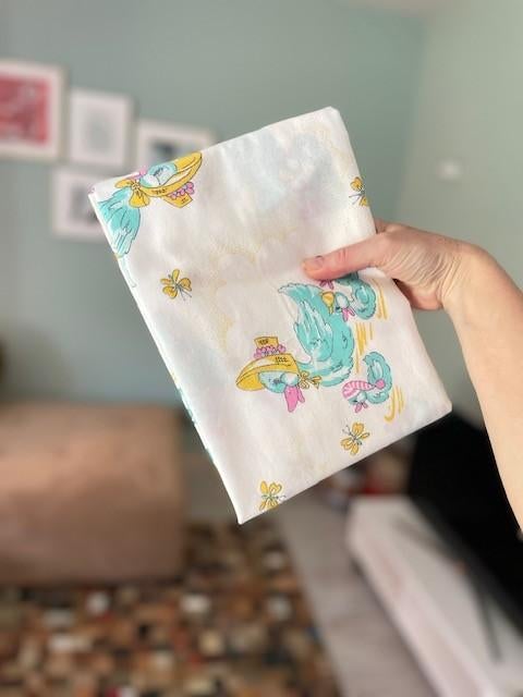 Stof eendjes pastel vintage jaren 70 retro, 120 cm of meer, Nieuw, Ophalen of Verzenden, Katoen