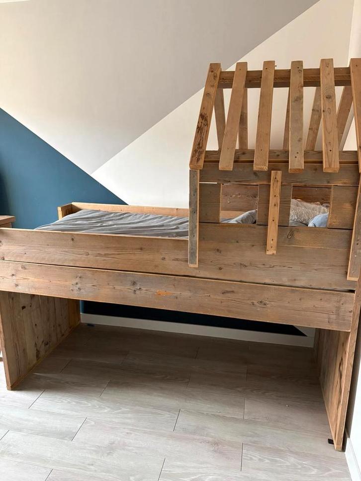 Kinderbed, Kinderen en Baby's, Kinderkamer | Bedden, Gebruikt, 180 cm of meer, 85 tot 100 cm, Matras, Ophalen
