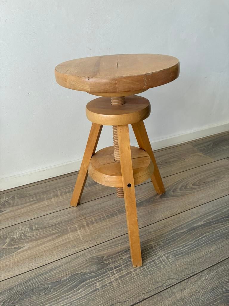 Vintage kruk atelier krukje hout verstelbare draaikruk, Ophalen, In hoogte verstelbaar, Zo goed als nieuw, Hout