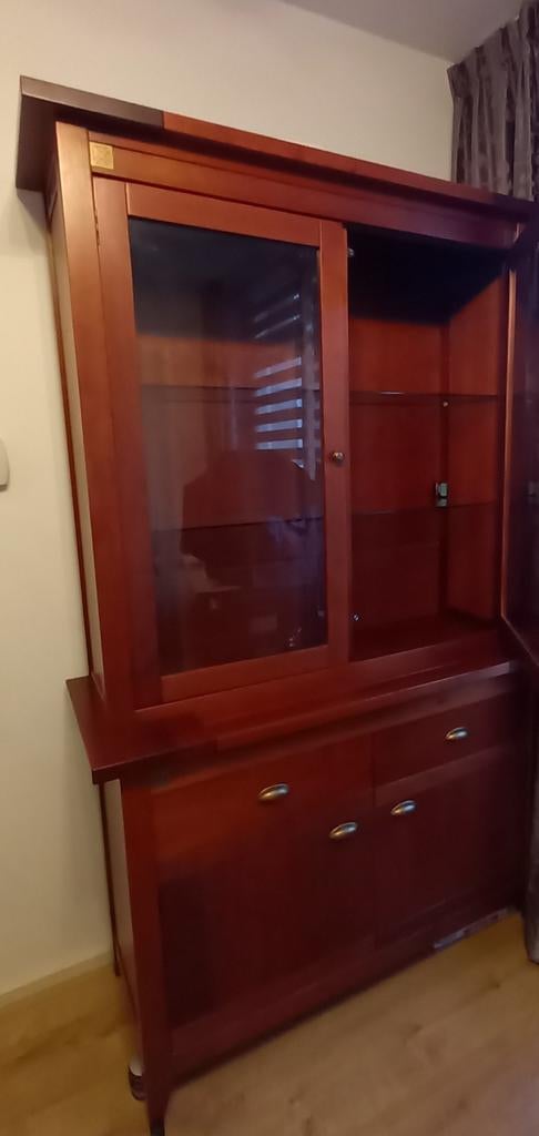 Kersenouten vitrinekast met glazen deuren, Ophalen, Klassiek, Zo goed als nieuw, Glas