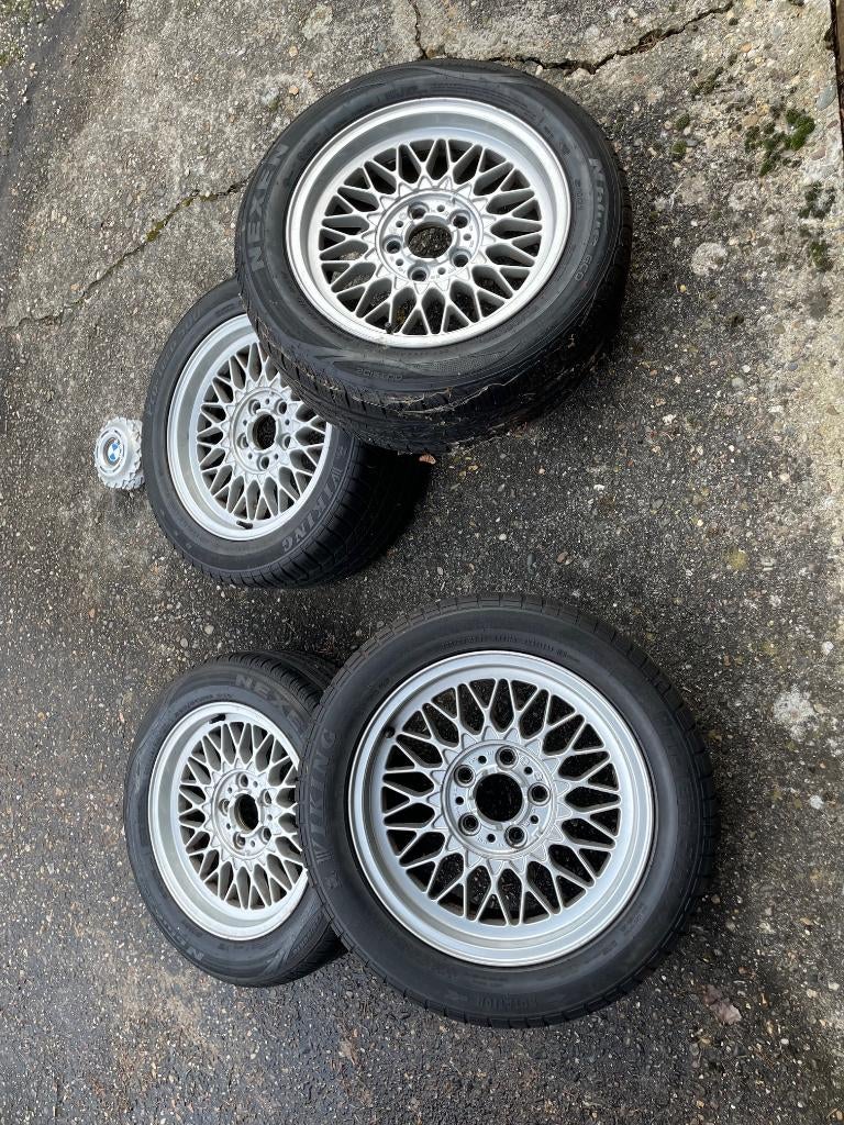 4 x BMW Style 5 "Kruisspaak" BBS velgen 16 inch, Ophalen, Gebruikt, 16 inch, Banden en Velgen
