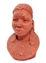 Prachtige Afrikaans Terracotta Buste Masai Woman, Ophalen of Verzenden