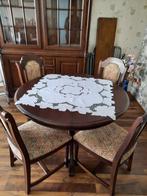 Uitschuifbare eettafel met 4 stoelen, Huis en Inrichting, Ophalen, Gebruikt, Klassiek, Eikenhout