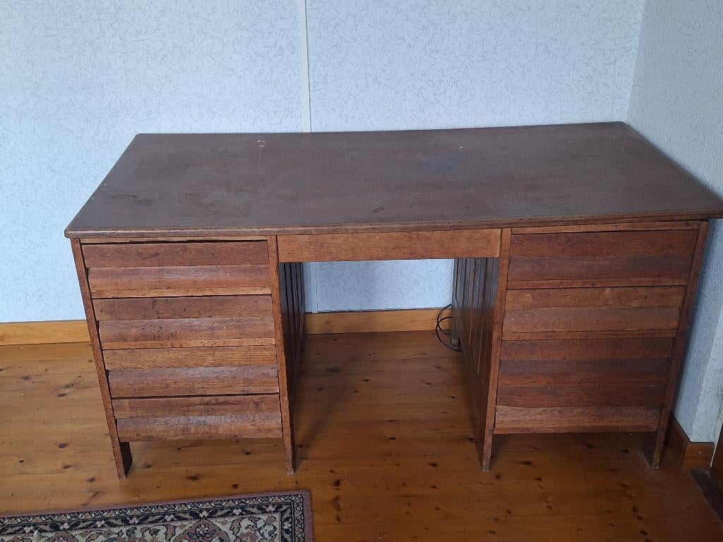 Vintage houten bureau, Huis en Inrichting, Bureaus, Overige typen, 160 cm, Gebruikt, Hout