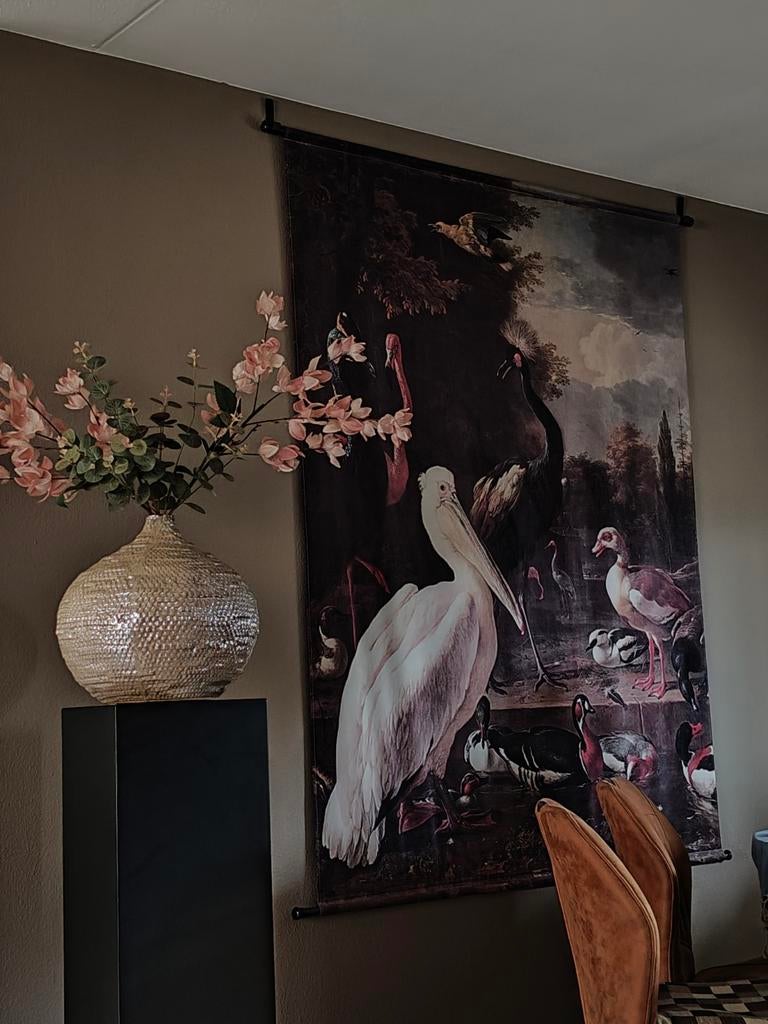 Wandkleed met klassieke vogelprint - Vintage stijl, Gebruikt, Ophalen of Verzenden, Meerkleurig, Vintage