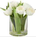 Tulpen in glazen vaas, Ophalen of Verzenden, Wit, Glas, Minder dan 50 cm