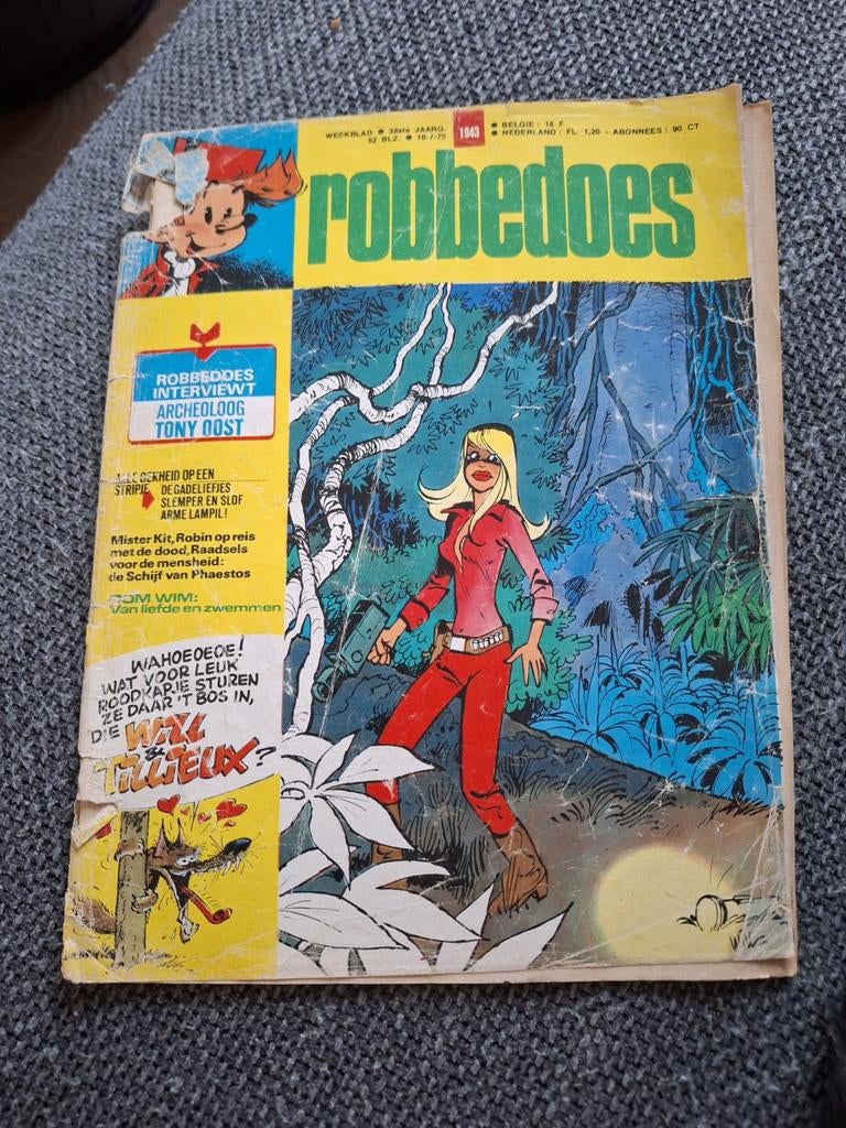 Weekblad Robbedoes Nr. 1943 uit 1975 - Vintage Stripboek, Eén stripboek, Ophalen of Verzenden, Gelezen