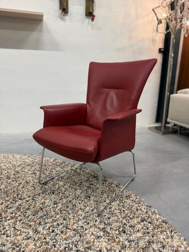 Jori Aida Fauteuil rood leer design stoel, Huis en Inrichting, Jori, Ophalen of Verzenden, Zo goed als nieuw, Leolux Harvink Pode Rolf Benz Design on Stock Eyye Montis