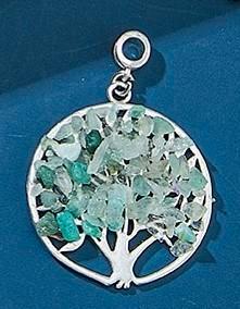 Hanger Levensboom met groene aventurijn, Sieraden, Tassen en Uiterlijk, Kettinghangers, Nieuw, Steen of Mineraal, Groen, Met edelsteen