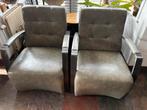 Set van 2 Olijfgroene Fauteuils - Comfortabel en Stijlvol, Ophalen, Overige materialen, Gebruikt, 75 tot 100 cm