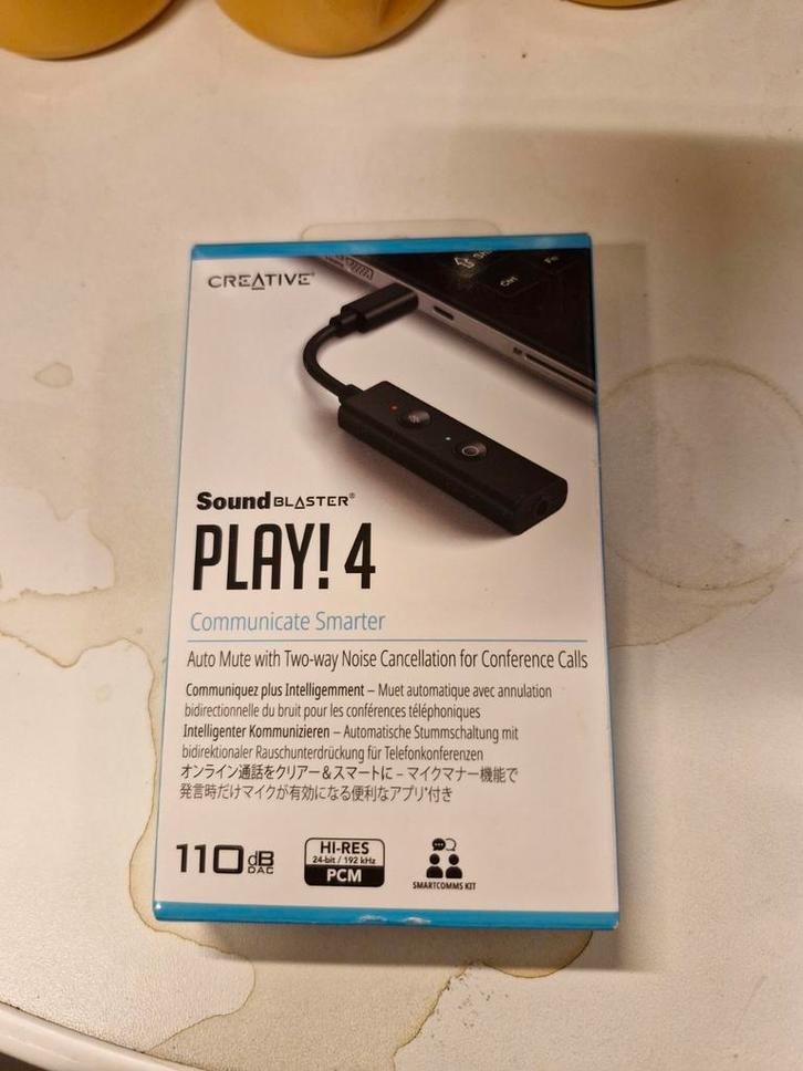 Creative Sound Blaster PLAY! 4 USB DAC met ruisonderdrukking, Computers en Software, Geluidskaarten, Zo goed als nieuw, Extern