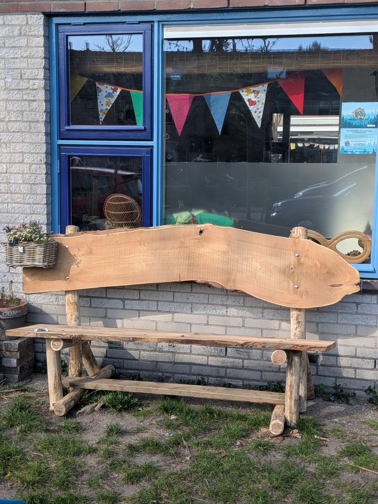 Organische houten tuinbank, Ophalen, Hout