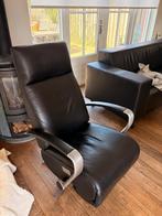 Jori relaxfauteuil – zwart leer - elektrisch, Huis en Inrichting, Ophalen, Gebruikt, Leer, 75 tot 100 cm