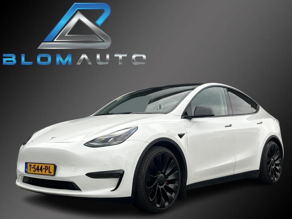 Tesla Model Y Performance AWD 75 kWh 462PK TREKHAAK+AUTOPILO, Auto's, Tesla, Automaat, 514 km, Gebruikt, Zwart