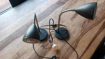 2 bureaulampen of bedlampen, antracietgrijs met zilverkleur