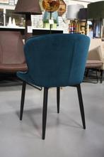 2 mooie eetkamerstoelen metaal velvet Petrol blauw fluweel, Huis en Inrichting, Stoelen, Ophalen, Twee, Blauw, Zo goed als nieuw