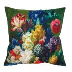 Kussenhoes Vintage bloemen groen | 44 x 44 cm, Nieuw, Groen, Vierkant, Verzenden