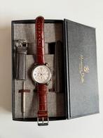 Klassiek horloge + 2 nieuwe leren bandjes, Leer, Staal, Polshorloge, Zo goed als nieuw