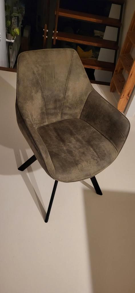 6 stuks Leen Bakker Bas eetkamerstoelen olijfgroen, Huis en Inrichting, Stoelen, Zo goed als nieuw, Vijf, Zes of meer stoelen