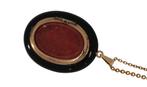 Sale Onyx antiek medaillon parel 14k gouden ketting hanger, Verzenden, Goud, Hanger, Met edelsteen