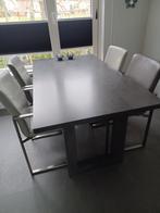 Te koop: eettafel plus 4 leren stoelen., Ophalen, 4 tot 6 stoelen