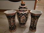 Makkum Vazen Set - 3 Delig, Gebruikt, Overige kleuren, Aardewerk of Porselein, Ophalen of Verzenden