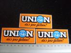3x sticker union logo da's pas fietsen! oranje, Verzamelen, Verzenden, Zo goed als nieuw, Merk