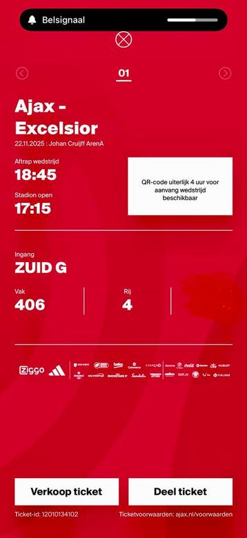 1kaart Ajax-Excelsior beschikbaar voor biedingen