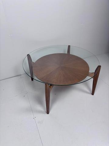 Vintage salontafel glas design rond beschikbaar voor biedingen