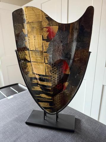 Decoratie Vaas op standaard -- Glaskunst - Metaal - Design beschikbaar voor biedingen