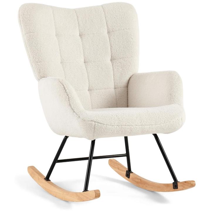 Rocking Chair with Armrests, Huis en Inrichting, Stoelen, Nieuw, Eén, Stof, Wit, Ophalen