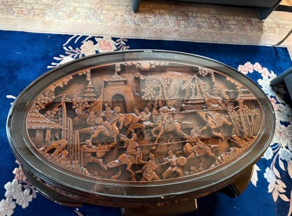 Vintage Aziatische Theetafel met 6 Stoeltjes, Ophalen