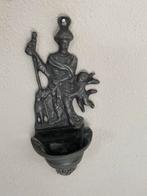 Antiek Tinnen Wijwaterbakje Sint Rochus Hoogte 12 cm, Ophalen of Verzenden