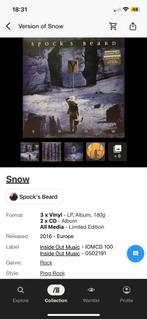 Lp spock’s beard snow limited editie, Cd's en Dvd's, Ophalen of Verzenden, Zo goed als nieuw, 12 inch, Poprock