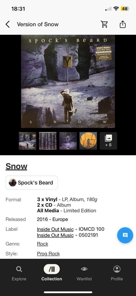 Lp spock’s beard snow limited editie, Cd's en Dvd's, Vinyl | Rock, Zo goed als nieuw, Poprock, 12 inch, Ophalen of Verzenden