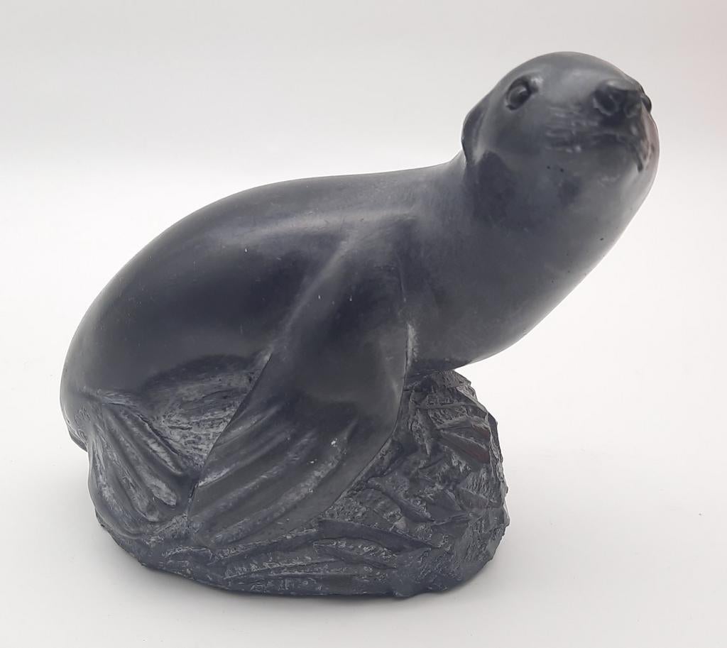 A Wolf Original Hand made speksteen beeld Zeehond Canada, Verzamelen, Ophalen of Verzenden, Gebruikt, Dier