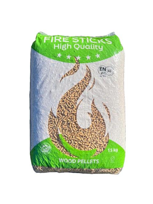 Houtpellets | Fire Sticks | ENplus A1| vanaf €235,- Inc bez, Tuin en Terras, Haardhout, Blokken, Overige houtsoorten, Minder dan 3 m³