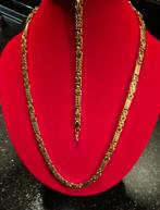 Gold plated verguld goud 60+70cm ketting en armband Nieuw, Ophalen of Verzenden, Nieuw, Goud, Goud