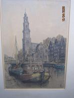 Amsterdam, Mooie Kl. Ets van de WESTERTOREN e.o MJANSSEN, Antiek en Kunst, Kunst | Etsen en Gravures, Ophalen of Verzenden
