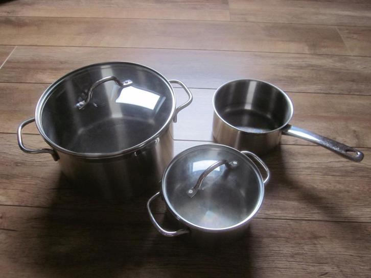 3 BK kook pannen goed voor gas inductie keramisch elektrisch, Huis en Inrichting, Keuken | Potten en Pannen, Gebruikt, Pannenset