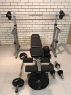 professionele PowerMark 450 Halterbank + halterstangen enz., Sport en Fitness, Fitnessmaterialen, Ophalen, Zo goed als nieuw, Benen