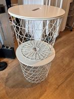 Witte Bijzettafel met Opbergruimte, Ophalen, Minder dan 50 cm, 50 tot 75 cm, Rond