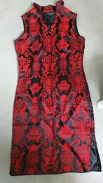 Rood met Zwarte Chinese Silk Jurk – Maat S (36/8), Zeer Goed, Verzenden, Maat 36 (S), Rood, Galajurk