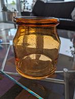 Etsy prachtige honing oranje bubbel glazen pot, vaas, organi, Minder dan 50 cm, Glas, Oranje, Ophalen of Verzenden
