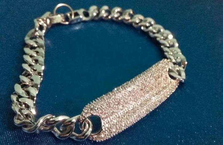 Lucardi armband plaat omringd met cubic zirkonia, Sieraden, Tassen en Uiterlijk, Armbanden, Zo goed als nieuw, Overige materialen