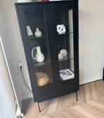 Houten vitrinekast zwart, Eikenhout, Zo goed als nieuw, 150 tot 200 cm, 25 tot 50 cm