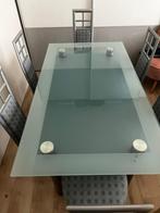 Design glazen tafel met 6 stoelen, Huis en Inrichting, Tafels | Eettafels, 50 tot 100 cm, Glas, 100 tot 150 cm, Rechthoekig