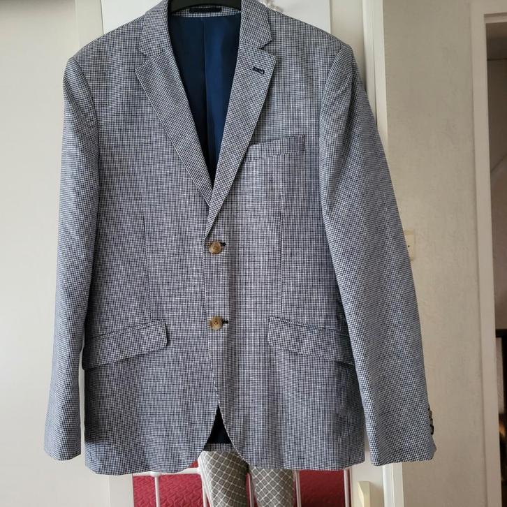 Elegant Heren Colbert - Geruit, Kleding | Heren, Kostuums en Colberts, Zo goed als nieuw, Maat 48/50 (M), Blauw, Ophalen of Verzenden