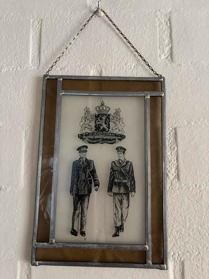 Glas in lood bord Koninklijke Marechaussee, Antiek en Kunst, Kunst | Overige Kunst, Ophalen of Verzenden