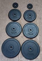 Halterset gietijzer & EZ Curlbar, Sport en Fitness, Fitnessmaterialen, Ophalen, Gebruikt, Rug, Halterset